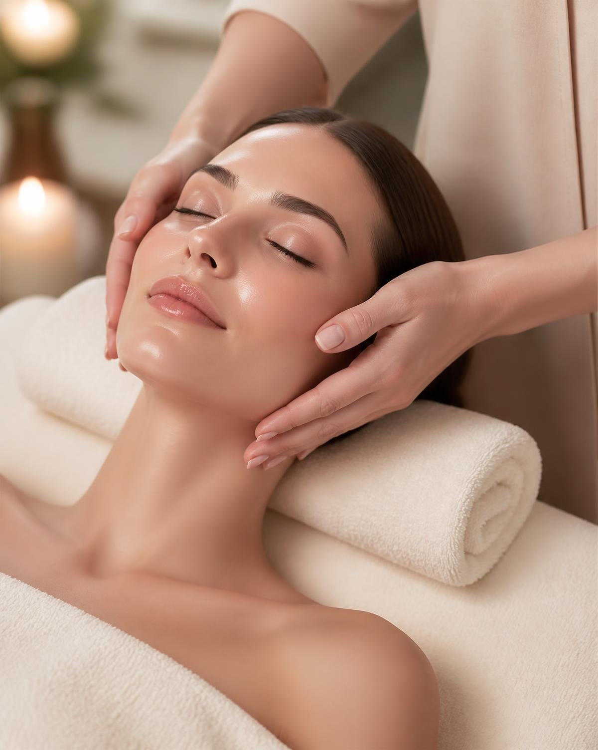 A relaxed client receiving a personalized facial treatment