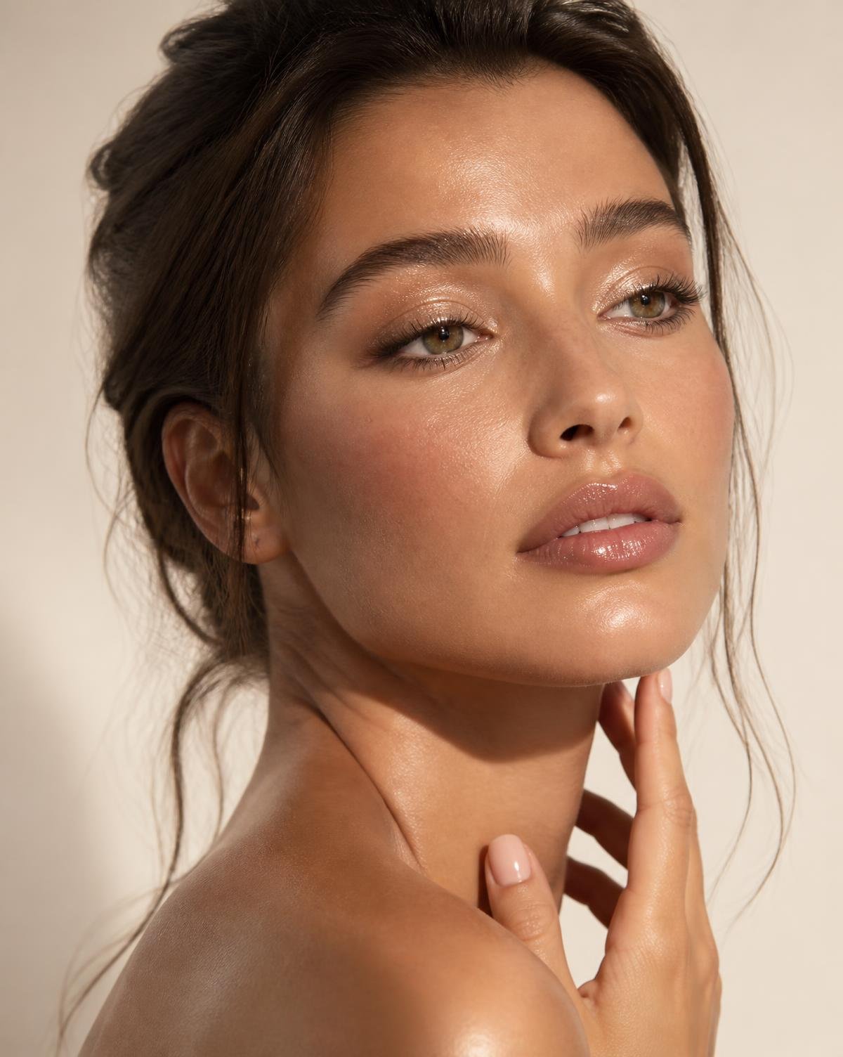 Polished soft-glam makeup with luminous, natural-looking skin